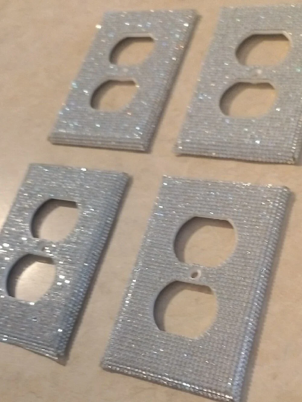 Silver Glitter Duplex Outlet Cover Plates - Set of 4